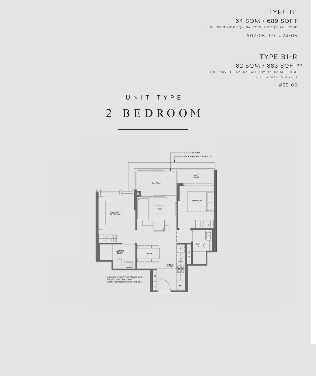 Type B1 · 2-Bedroom · 689 sqft