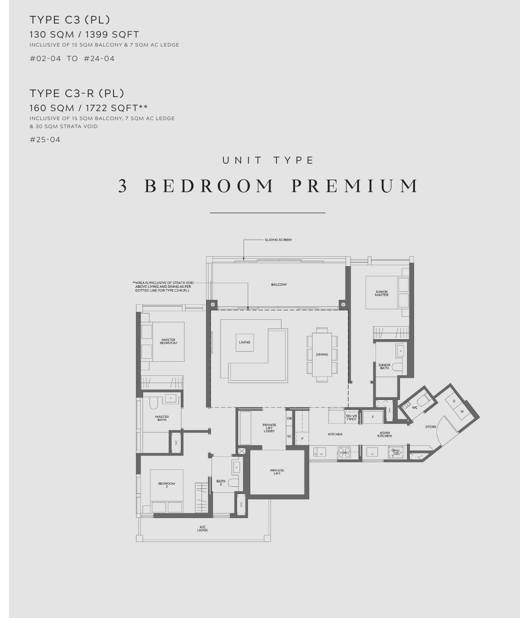 Type C3 · 3-Bedroom Premium · 1,399 sqft