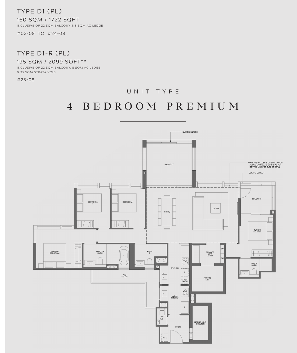 Type D1 · 4-Bedroom Premium · 1,722 sqft